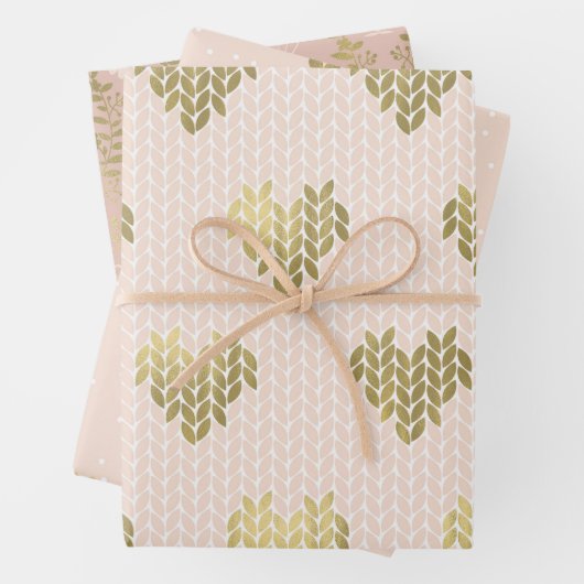 Pink Gold Hearts Liebe Wrapping Paper Sheets Geschenkpapier Set (Beispiel)