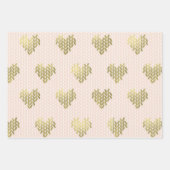 Pink Gold Hearts Liebe Wrapping Paper Sheets Geschenkpapier Set (Vorderseite)
