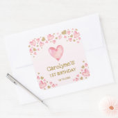 Pink Gold Hearts Sweetheart Birthday Baby Dusche Quadratischer Aufkleber (Umschlag)