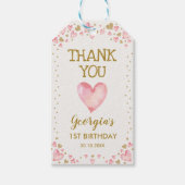 Pink Gold Hearts Valentines Birthday Baby Girl Geschenkanhänger (Vorderseite)