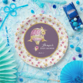 Pink+Gold Heißluftballon Babydusche Personalisiert Pappteller (Party)