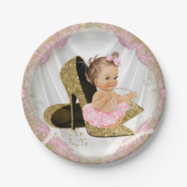 Pink Gold High Heel Girl Baby Dusche Pappteller