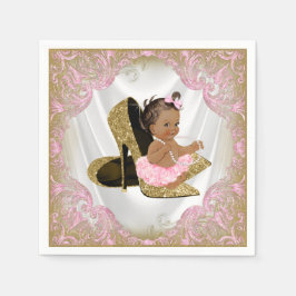 Pink Gold High Heel Shoel Etnic Girl Baby Shower Serviette