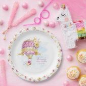 Pink Gold Hot Air Ballon Babydusche Personalisiert Pappteller (Party)