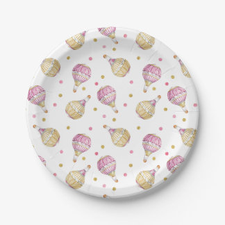 Pink Gold Hot Air Balloons Babydusche Pappteller