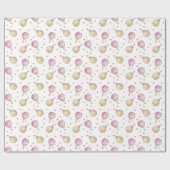 Pink Gold Hot Air Balloons Confetti Geschenkpapier (Flach)