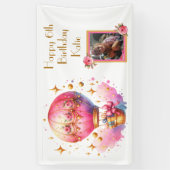 Pink Gold Hot Air Balloons Personalisiert Geburtst Banner (Vertikal)
