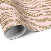 Pink Gold Imitate Glitzer Zebra Print Geschenkpapier (Rolleneckpunkt)