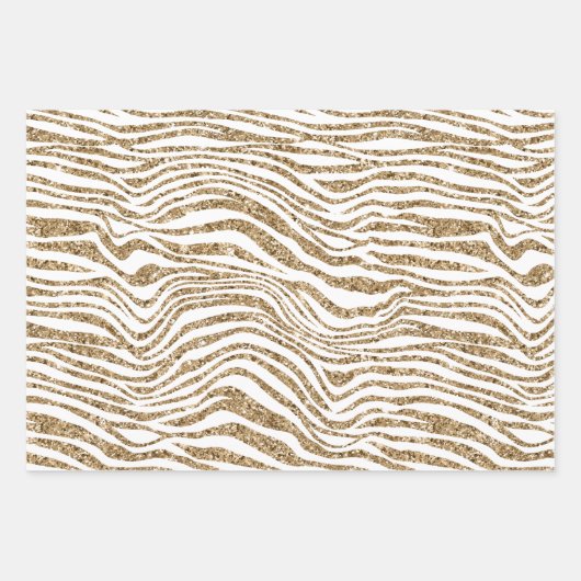 Pink Gold Imitate Glitzer Zebra Print Geschenkpapier Set (Vorderseite 2)