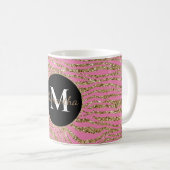 Pink Gold Imitate Glitzer Zebra Print Kaffeetasse (VorderseiteRechts)