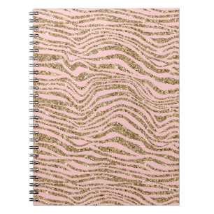Pink Gold Imitate Glitzer Zebra Print Notizblock