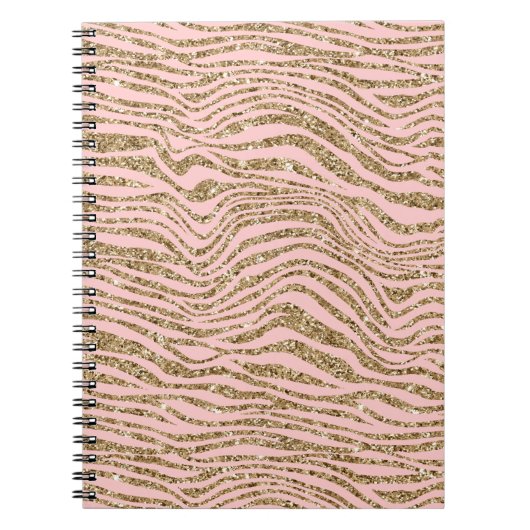 Pink Gold Imitate Glitzer Zebra Print Notizblock (Vorderseite)