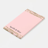 Pink Gold Imitate Glitzer Zebra Print Post-it Klebezettel (angewinkelt)
