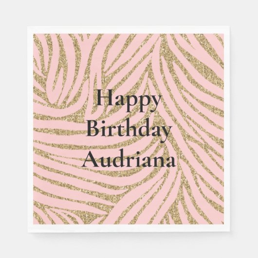 Pink Gold Imitate Glitzer Zebra Print Serviette (Vorderseite)