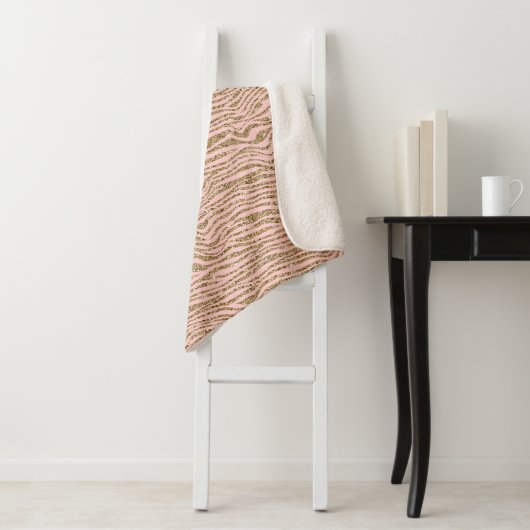 Pink Gold Imitate Glitzer Zebra Print Sherpadecke (Beispiel)