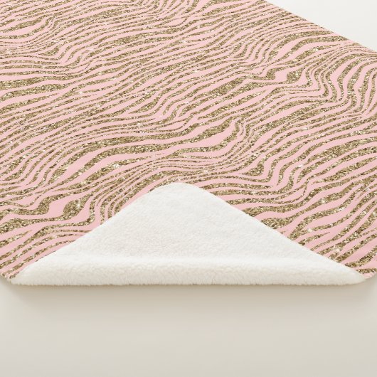 Pink Gold Imitate Glitzer Zebra Print Sherpadecke (3/4)