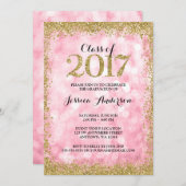 Pink Gold Imitats Glitzer Lights 2017 Abschluss Einladung (Vorne/Hinten)