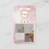 Pink & Gold Instagram 4 Fotocollage doppelseitig Visitenkarte (Vorderseite)