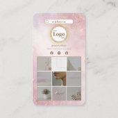 Pink & Gold Instagram FotoCollage doppelseitig Visitenkarte (Vorderseite)