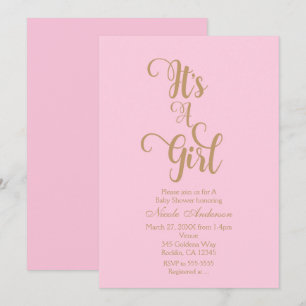 Pink & Gold It's A Girl Babyparty-Einladungen Einladung