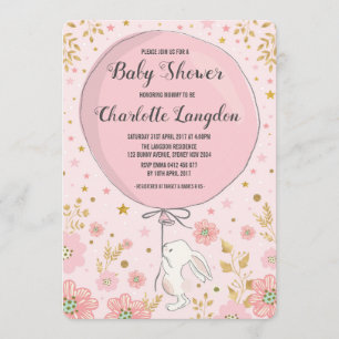 Pink Gold Kaninchen Babydusche Party Einladung