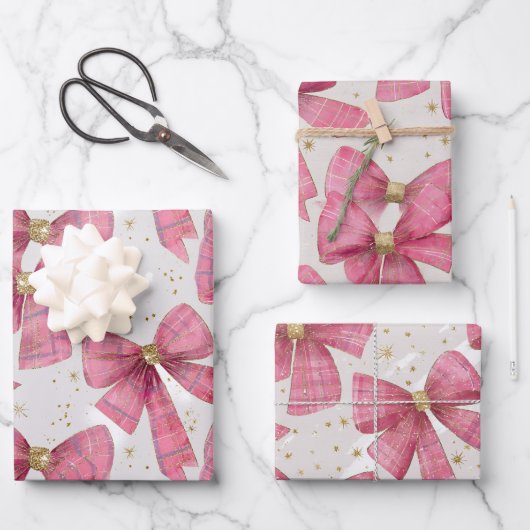 Pink Gold Kariert Boys Weihnachten Geschenkpapier Set (Vorderseite)