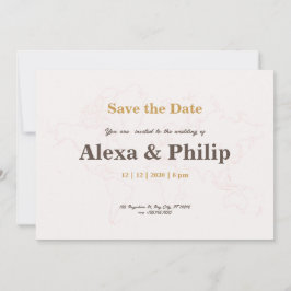 Pink & Gold Karte Hochzeit