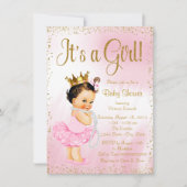 Pink Gold Kleine Ballerina Tutu Pearl Baby Dusche Einladung (Vorderseite)