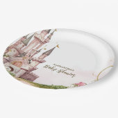 Pink Gold Kleine Prinzessin Royal Castle Babydusch Pappteller (Schrägansicht)