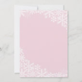 Pink Gold kleine Schneeflocke Babydusche Einladung (Rückseite)