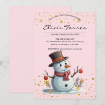 Pink & Gold Kleine Schneeflocken Snowman Baby Dusc