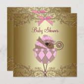 Pink Gold Lace Baby Girl Dusche Einladung (Vorne/Hinten)