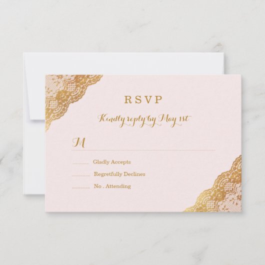 Pink Gold Lace UAWG RSVP Karte (Vorderseite)