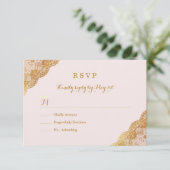 Pink Gold Lace UAWG RSVP Karte (Stehend Vorderseite)