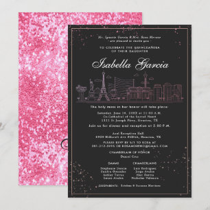 Pink Gold Las Vegas Quinceañera Geburtstag Einladung