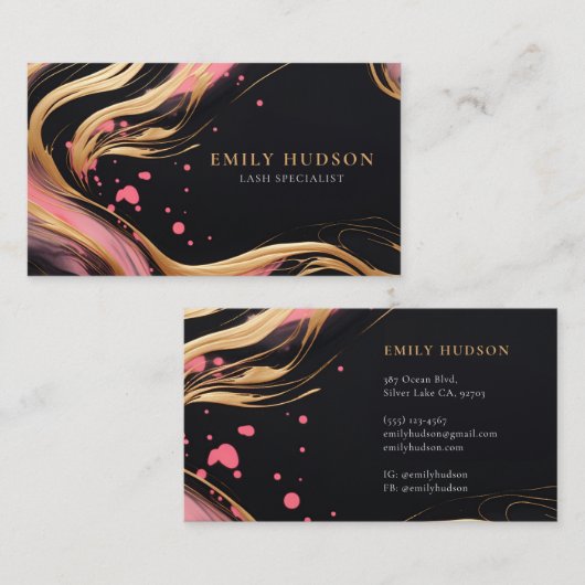 Pink Gold Lash Specialist Beauty Visitenkarte (Vorne/Hinten)
