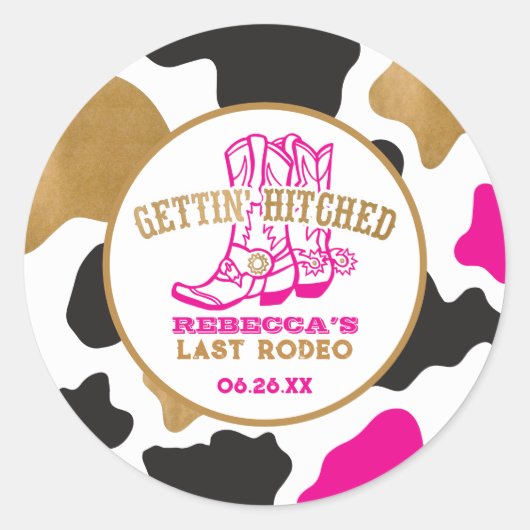 Pink Gold Last Rodeo Bachelorette Party Sticker (Vorderseite)