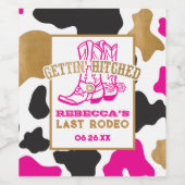 Pink Gold Last Rodeo Bachelorette Party Weinetikett (Einzelnes Label)