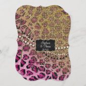 Pink Gold Leopard Animal Print Glitzer Hochzeit Einladung (Vorne/Hinten)