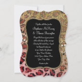 Pink Gold Leopard Animal Print Glitzer Hochzeit Einladung (Rückseite)