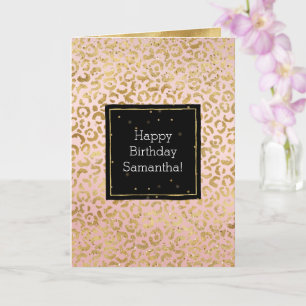 Pink Gold Leopard Glitz Confetti Card Karte