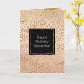 Pink Gold Leopard Glitz Confetti Card Karte (Gelbe Blume)