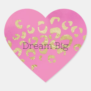 Pink Gold Leopard Herz-Aufkleber