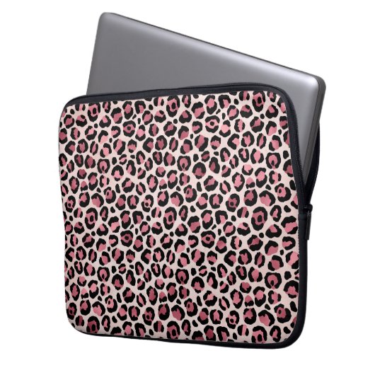 Pink & Gold Leopard Tierwerbung, Leopard-Geschenk Laptopschutzhülle (Vorderseite Links)