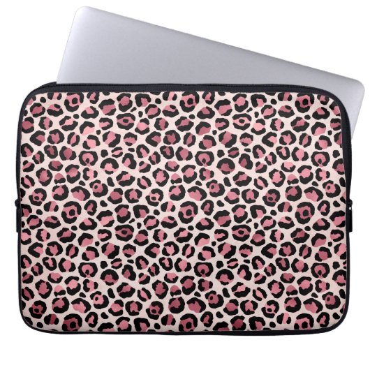 Pink & Gold Leopard Tierwerbung, Leopard-Geschenk Laptopschutzhülle (Vorderseite)