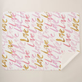 Pink & Gold LIEBE Muster Sherpa Blanka Sherpadecke (Vorderseite (Horizontal))