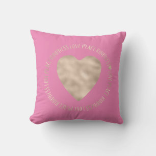Pink Gold Liebe Peace Kindness Herz inspirierend Kissen
