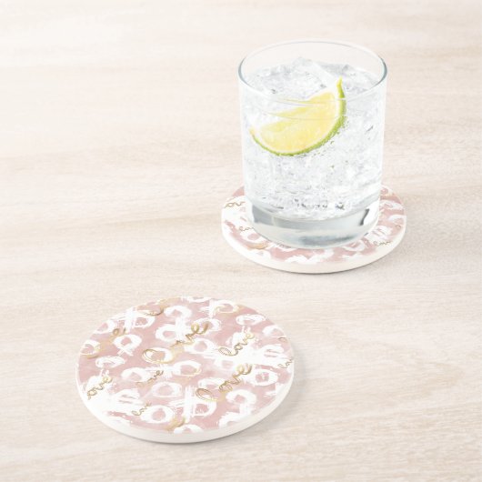 Pink Gold Liebe XO Getränkeuntersetzer (Seite)