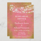 Pink Gold Lights Probe Dinner Einladung (Vorne/Hinten)