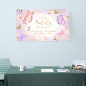Pink Gold Lila Butterfly Baby Dusche Banner (Messeveranstaltung)